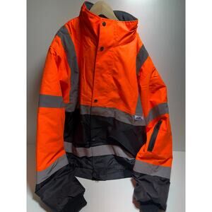 True Crest Safety Bomber Jacket Orange/Black Sz 2XL Type R Class 3 Reflective